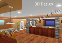This is a 3-D basement remodeling design of the finished basement before it was built.